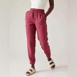 Athleta Retreat Linen Joggers (coffeeberry)